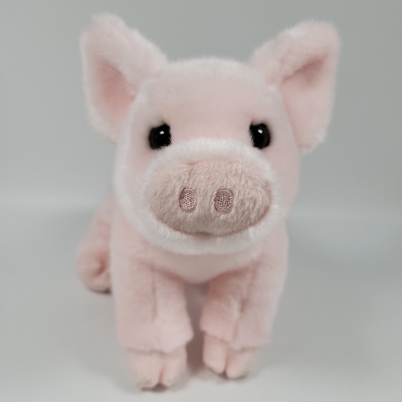 Douglas Cuddle Toys Betina‎ Pink Pig 9" Plush Curly Tail Piglet Stuffed Animal - Picture 1 of 11
